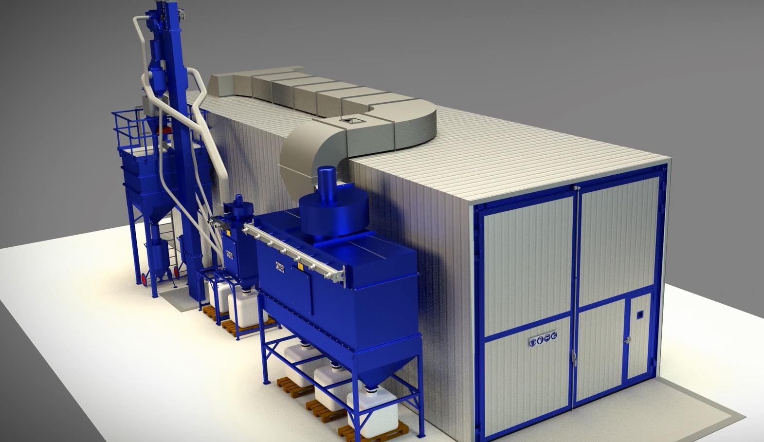 Strahlhalle, Sandstrahlhalle, Strahlhaus, Strahlkabine