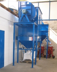 Strahlhalle, Strahlraum, Strahlkabine, Strahlhaus, Schrapperboden, Strahlmittelreinigung