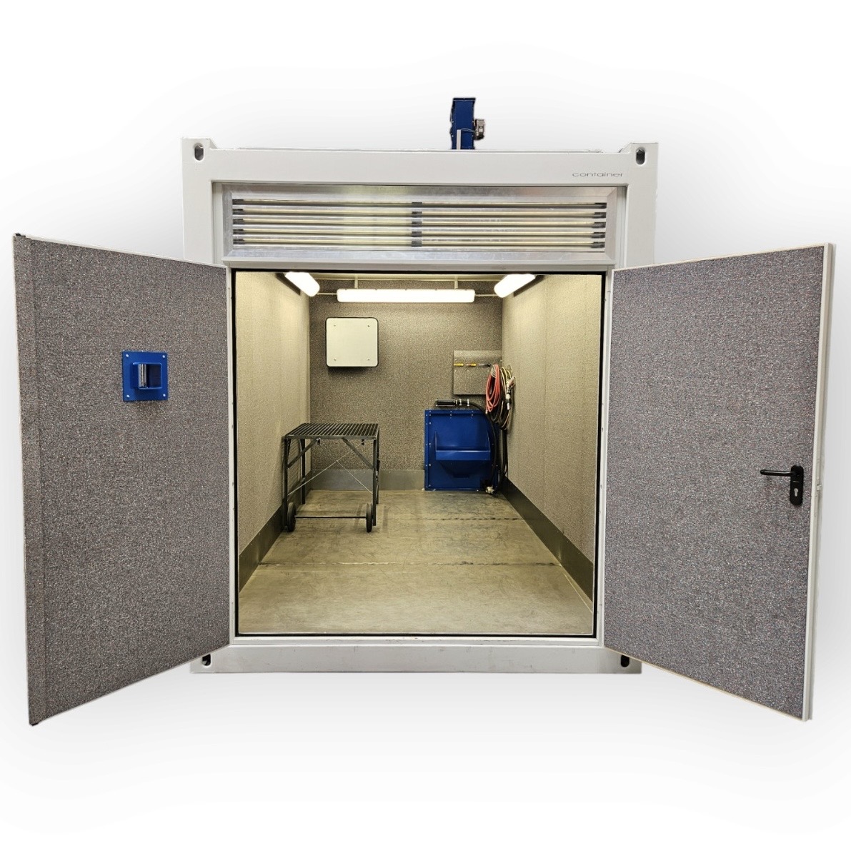 Strahlcontainer, Strahlraum, Strahlkabine, Strahlhaus, Sandstrahlen