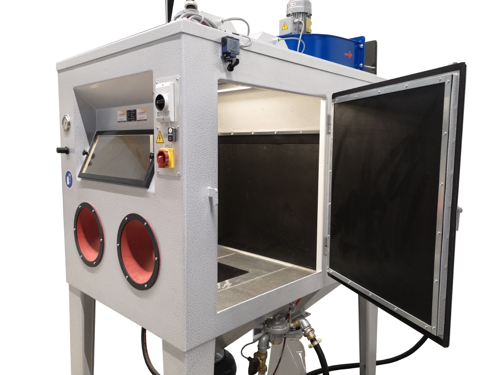 Handstrahlkabine, Druckstrahlkabine